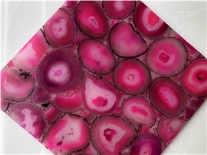 Luxury Indoor Pink Agate Gem Stone Big Slabs