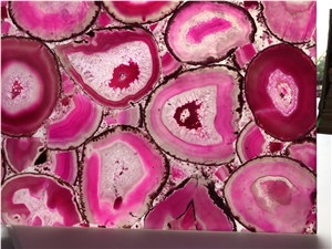Luxury Indoor Pink Agate Gem Stone Big Slabs