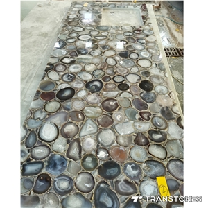 White Agate Stone Backlit For Kitchen Table