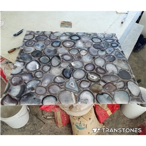 White Agate Stone Backlit For Kitchen Table