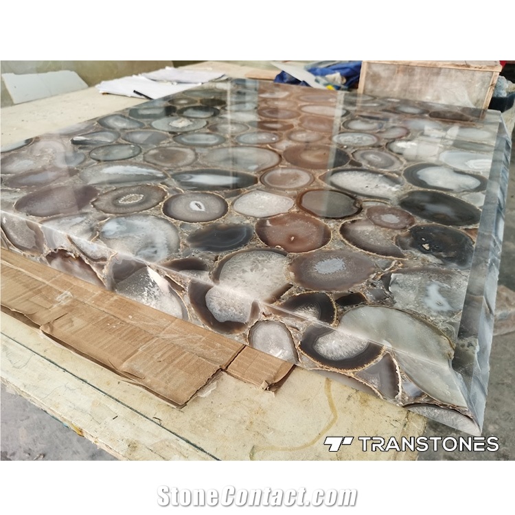 White Agate Stone Backlit For Kitchen Table