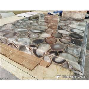 White Agate Stone Backlit For Kitchen Table