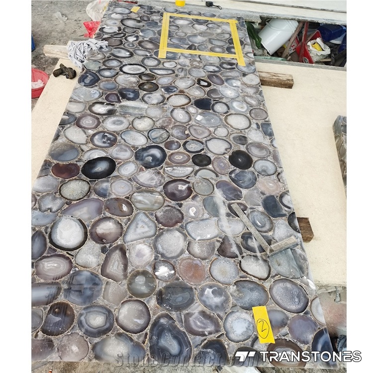 White Agate Stone Backlit For Kitchen Table