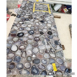 White Agate Stone Backlit For Kitchen Table