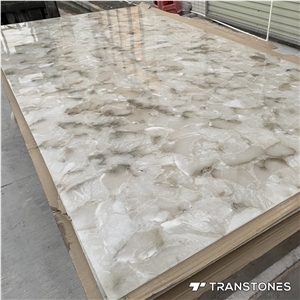 White Quartz Natural Crystal Big Slices Table Top