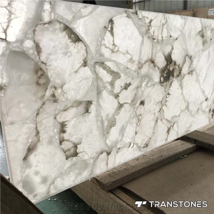 White Quartz Natural Crystal Big Slices Table Top