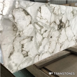 White Quartz Natural Crystal Big Slices Table Top