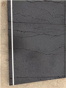 Honed Hainan Black Basalt Lava Stone Stone Flooring Tile 