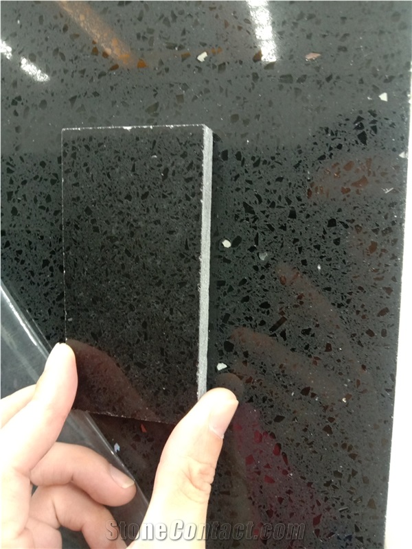 Artificial Quartz  Sparkle Black Quartz Bathroom Vanity Tops