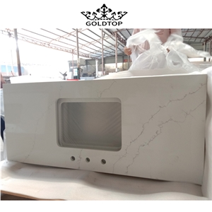 Calacatta White Grey Veins Quartz Stone Kitchen Countertop