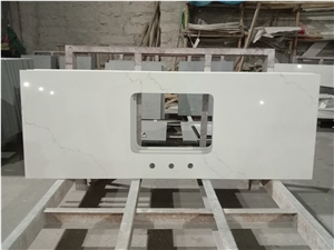 Calacatta White Grey Veins Quartz Stone Kitchen Countertop