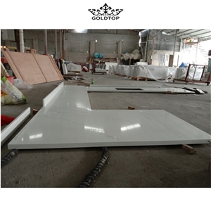 White Calacatta Grey Veins Quartz Kitchen Island Countertops