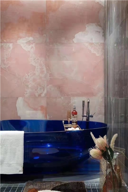 2021 Popular Pink Rosa Onyx Slab For Kitchen And Island