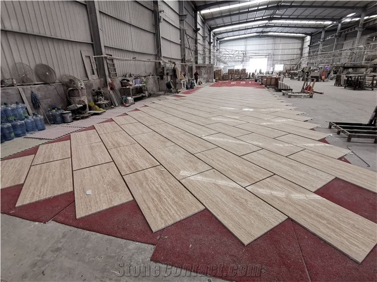 Beige Roma Travertine Slab Tiles Outside Cover