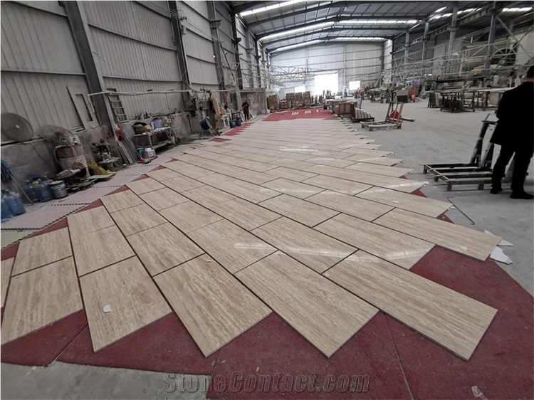 Beige Roma Travertine Slab Tiles Outside Cover
