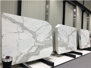 Calacatta Gold Marble Tile For Prefab Kitchen Countertops
