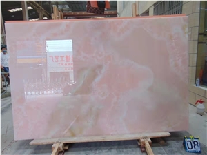 Hot Sell Pure Pink Onyx Stone Slab Tile For  Wall And Table