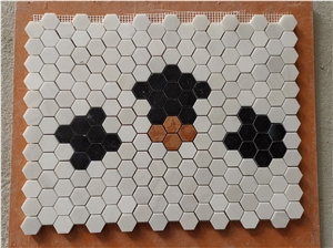 Natural Marble Mosaic Tile Flower Pattern Landry Floor Cover