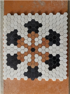 Natural Marble Mosaic Tile Flower Pattern Landry Floor Cover