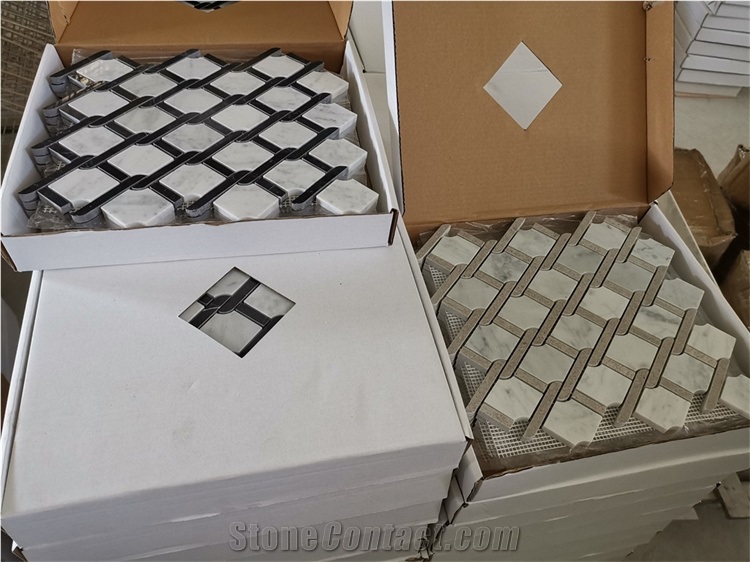 Natural Marble Mosaic Tile Flower Pattern Landry Floor Cover