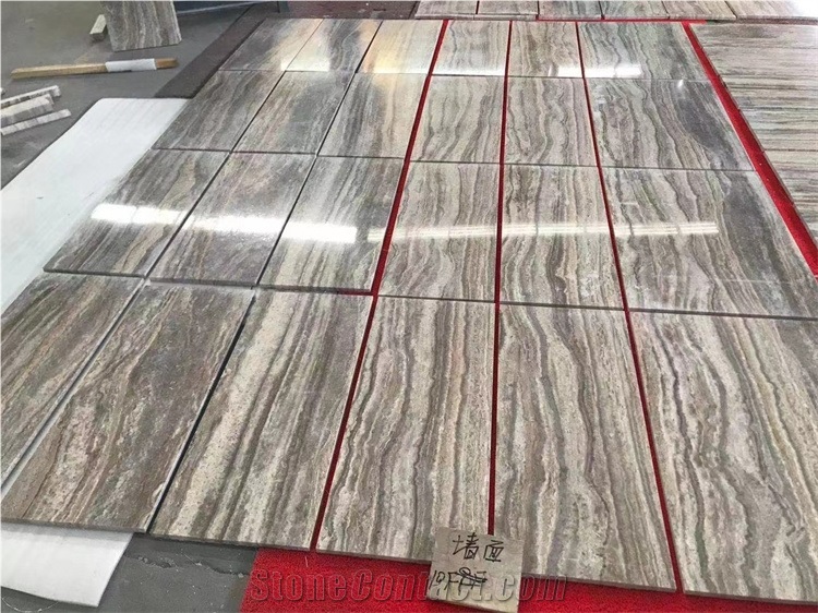 Natural Polished Silver Grey(Light)Travertine Tiles
