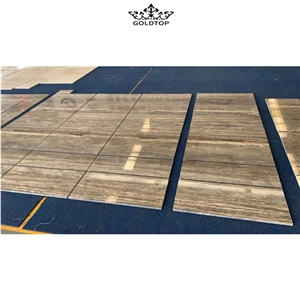 Natural Sliver Grey Travertine Slab Tile Wall Pattern