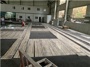 Natural Sliver Grey Travertine Slab Tile Wall Pattern