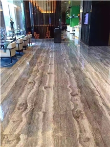 Natural Sliver Grey Travertine Slab Tile Wall Pattern