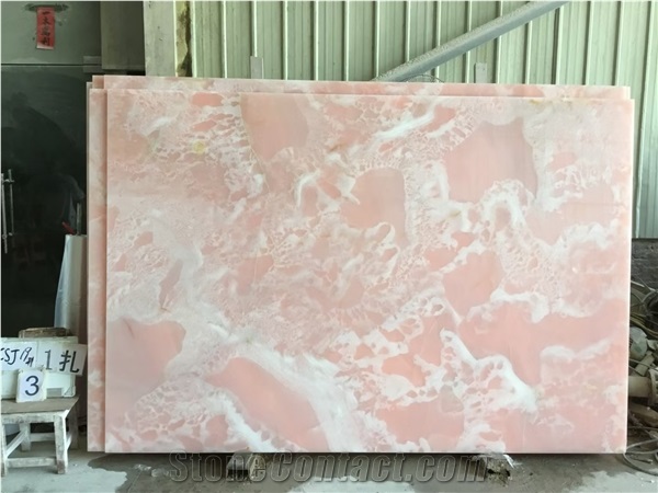 Pink Onyx For Bathroom Slab & Tiles
