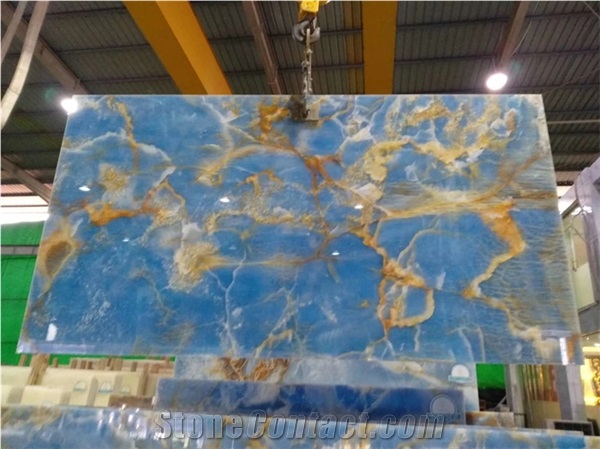 Polished Blue Onyx Slab For Wall Tile & Bathroom Tile
