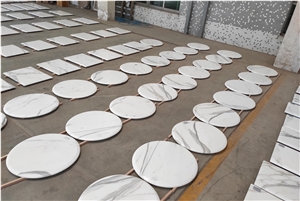 Polished Natural Stone Calacatta White Marble Stone Table Tops