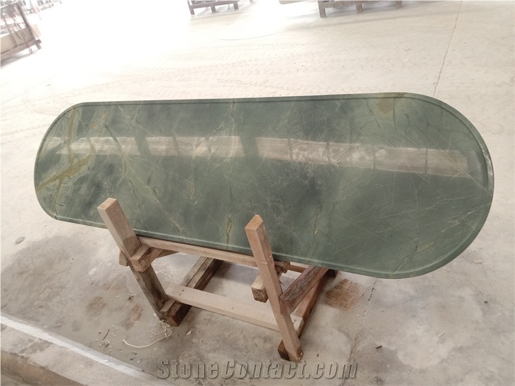 Polished Peacock Natural Green Marble Kitchen Counter