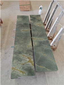 Polished Peacock Natural Green Marble Kitchen Counter