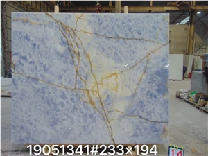 Popular Book Matched Blue Ice Onyx Stone Slab