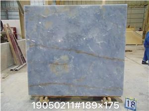 Popular Book Matched Blue Ice Onyx Stone Slab