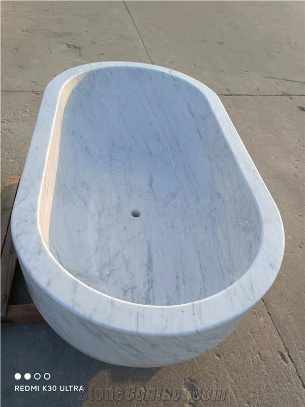 Bianco Carrara White Marble Stone Bathtubs, Oval Bath Tubs