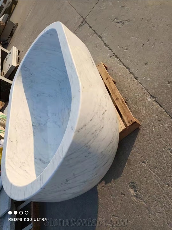 Bianco Carrara White Marble Stone Bathtubs, Oval Bath Tubs