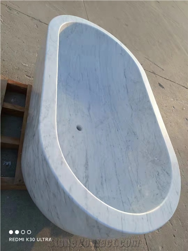 Bianco Carrara White Marble Stone Bathtubs, Oval Bath Tubs