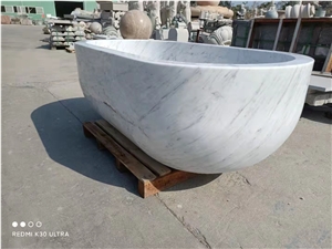 Bianco Carrara White Marble Stone Bathtubs, Oval Bath Tubs