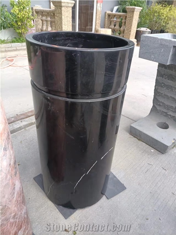 Black Marquina Marble Stone Basin Sinks Standing Stone Sinks