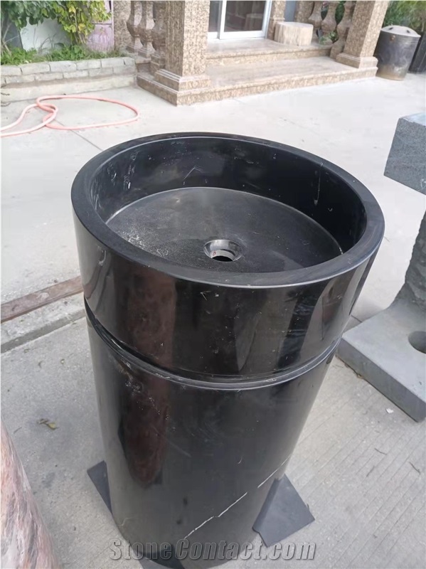 Black Marquina Marble Stone Basin Sinks Standing Stone Sinks