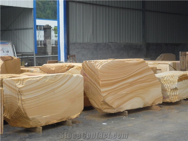Oval Classical Yellow Wooded Sandstone Bath Tubs