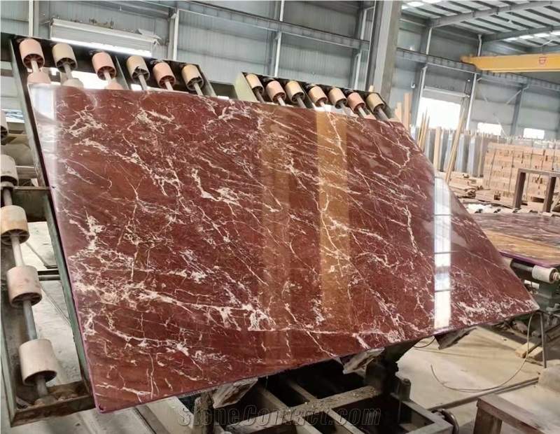 Rosso Francia Semiclassico Marble Slabs Tiles As Medallion