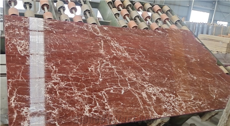 Rosso Francia Semiclassico Marble Slabs Tiles As Medallion