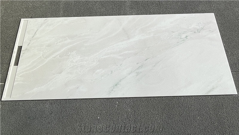 Panda White Marble Composite Shower Tray