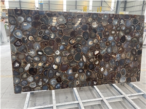 Semi-Precious Gemstone Brown Agate Slab For Wall