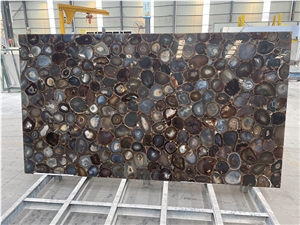 Semi-Precious Gemstone Brown Agate Slab For Wall