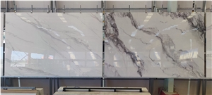 White Marble Sintered Stone Slab Tile