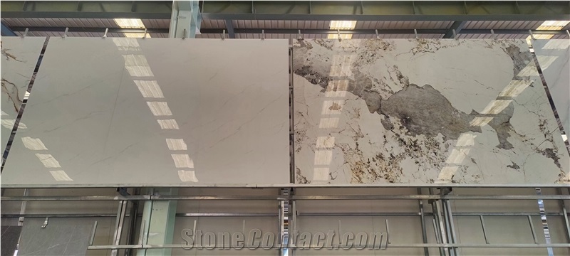 White Marble Sintered Stone Slab Tile