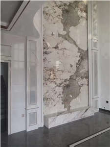White Sintered Stone Slab  Porcelain Interior Kitchen Design